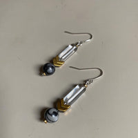 GIST Glass Hematite Drop Earrings Black