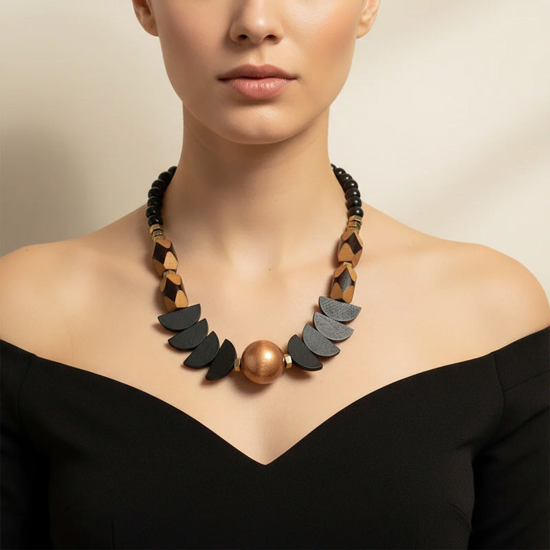 GIST Statement Hematite Necklace Black/Deep Taupe