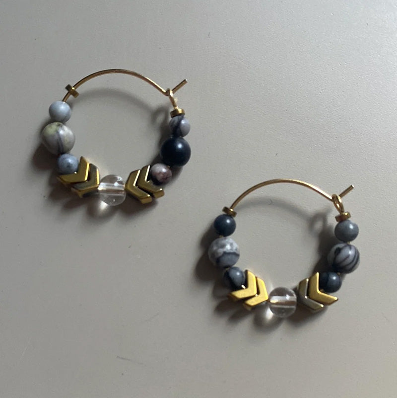 GIST Maifan/Jasper Gold Plated Hoops