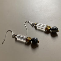 GIST Glass Hematite Drop Earrings Black