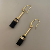 GIST Hematite & Obsidian Drop Earrings Black/Gold
