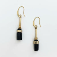 GIST Hematite & Obsidian Drop Earrings Black/Gold