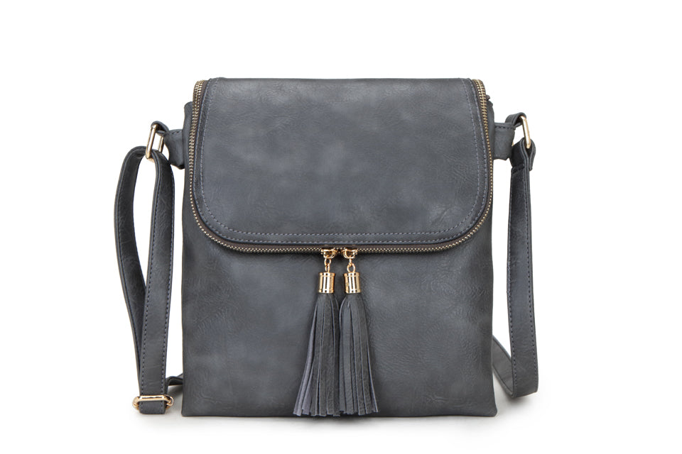 Tara Tassle Crossbody Handbag Grey