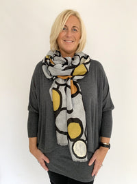 Cathy Grey Circle Print Scarf