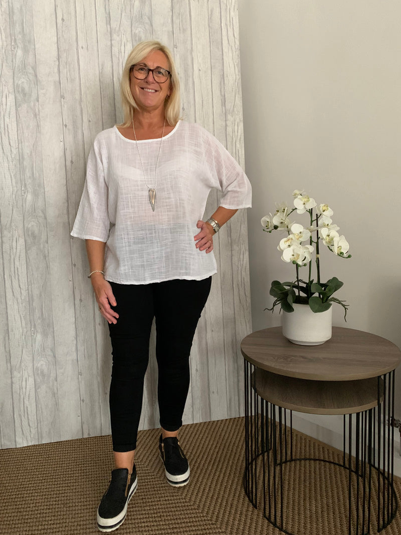 Leah Cotton Top White