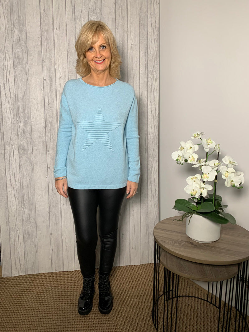 Cathy Star Sweater Pale Turquoise
