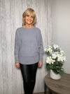 Crystal Pearl Batwing Sweater Grey