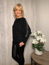 Crystal Pearl Batwing Sweater Black