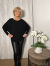Adelle Ribbed Batwing Sweater Black