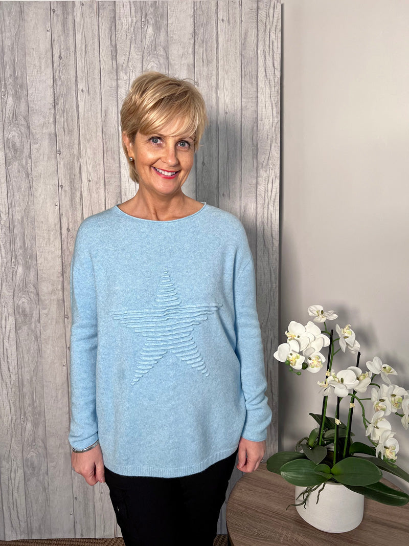 Cathy Star Sweater Pale Turquoise