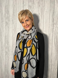Cathy Grey Circle Print Scarf