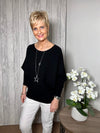 Adelle Ribbed Batwing Sweater Black