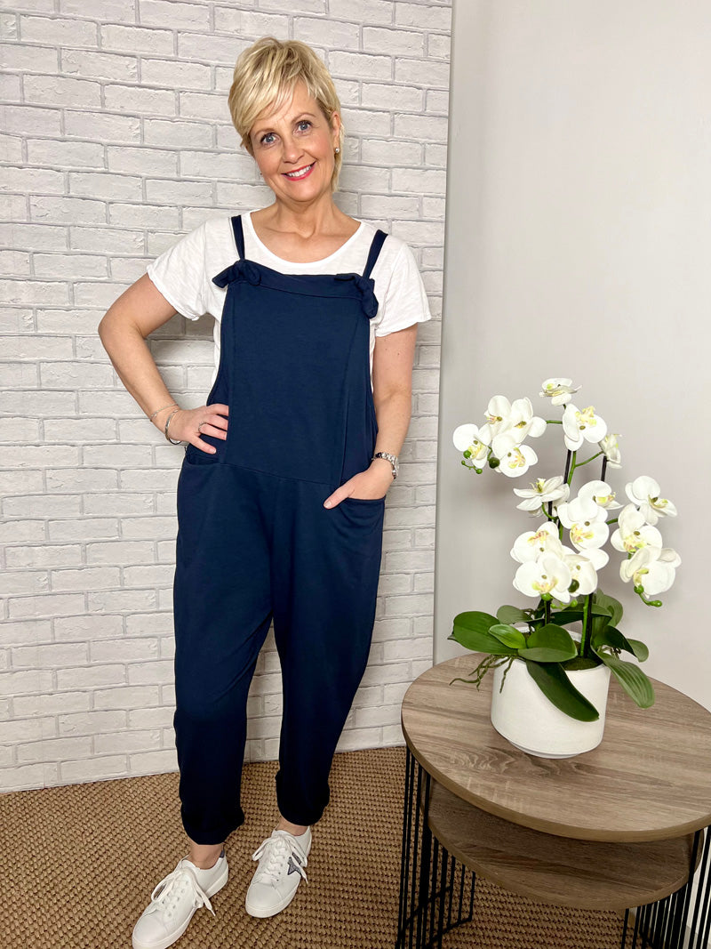 Donna Dungarees Navy With T-Shirt 10-14