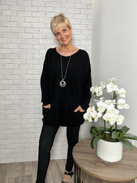 Suzanne Box Fit Pocket Sweater Black