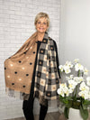 Sally Heart Check Scarf Camel/Black