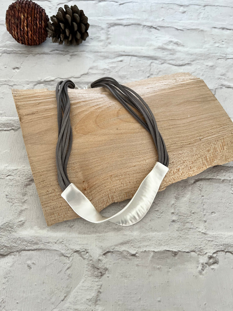 Tanya Twist Statement Necklace Grey