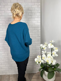 Sparkle Star Ribbed Batwing Sweater Red