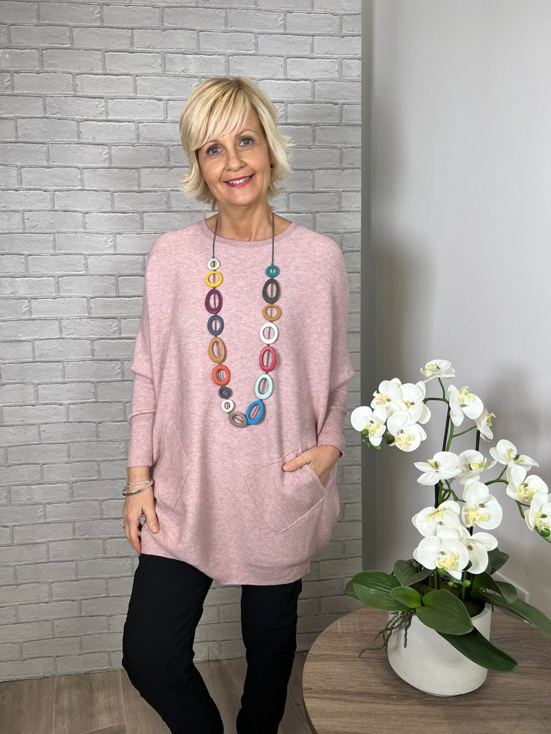 Carla Plait Back Sweater Blush Pink CURVE