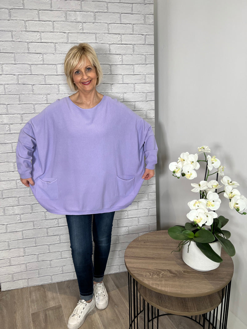 Suzanne Box Fit Pocket Sweater Fuchsia
