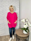Suzanne Box Fit Pocket Sweater Fuchsia