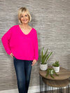 Avril V-Neck Mohair Sweater Hot Pink