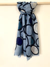 Cathy Blue Circle Print Scarf